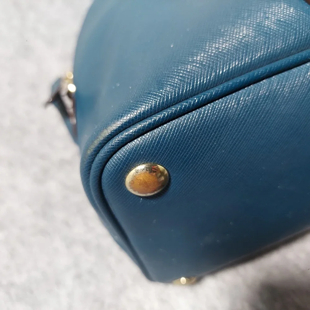 Coach Leather Satchel Crossbody Bag Dark Teal‎ Gold Hardware Top Handle